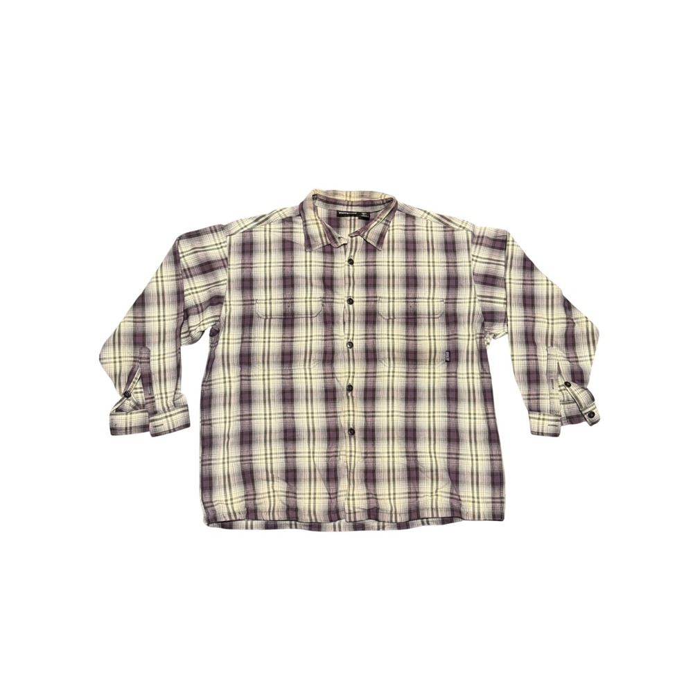 Patagonia Mens XL Plaid Button Down Shirt Purple Grey LS Made in Portugal